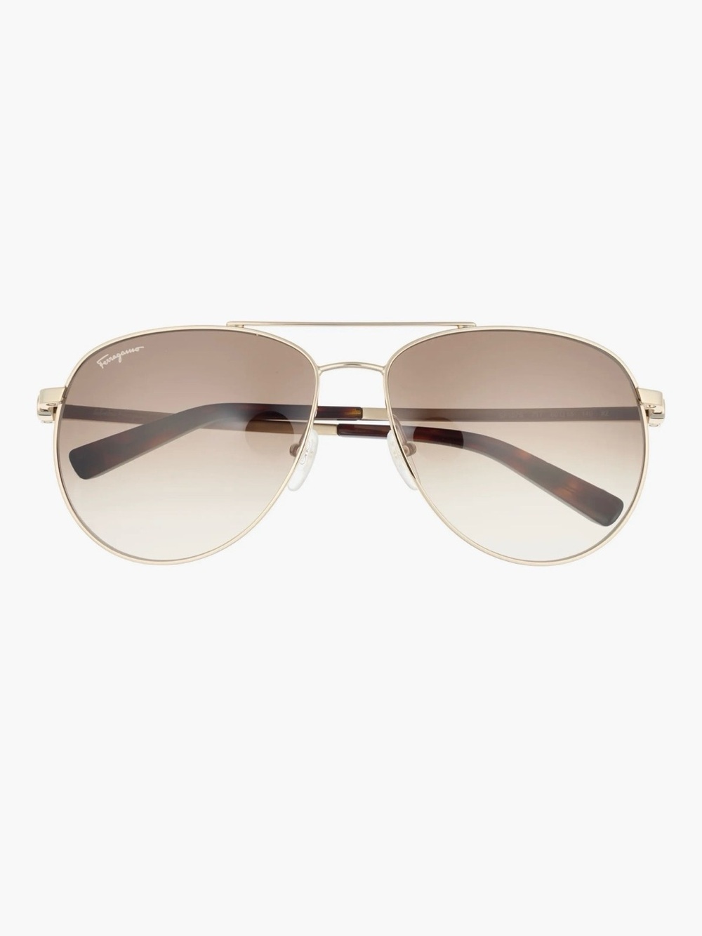 Salvatore Ferragamo Gold Frame Sunglasses with Brown Gradient Lenses